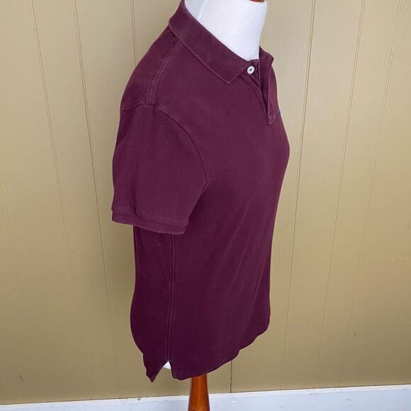 American Eagle outfitters men M 2 button polo athletic fit burgundy - Picture 3 of 9